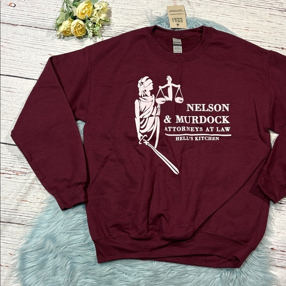 NWT Sage & Sprout Nelson & Murdock Marvel Daredevil Crewneck Sweatshirt - Picture 5 of 7